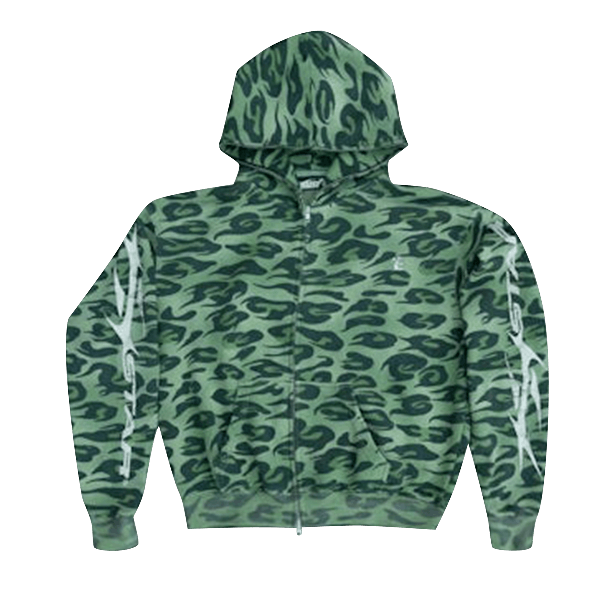 Hellstar Cheetah Zip-Up Hoodie 'Green'