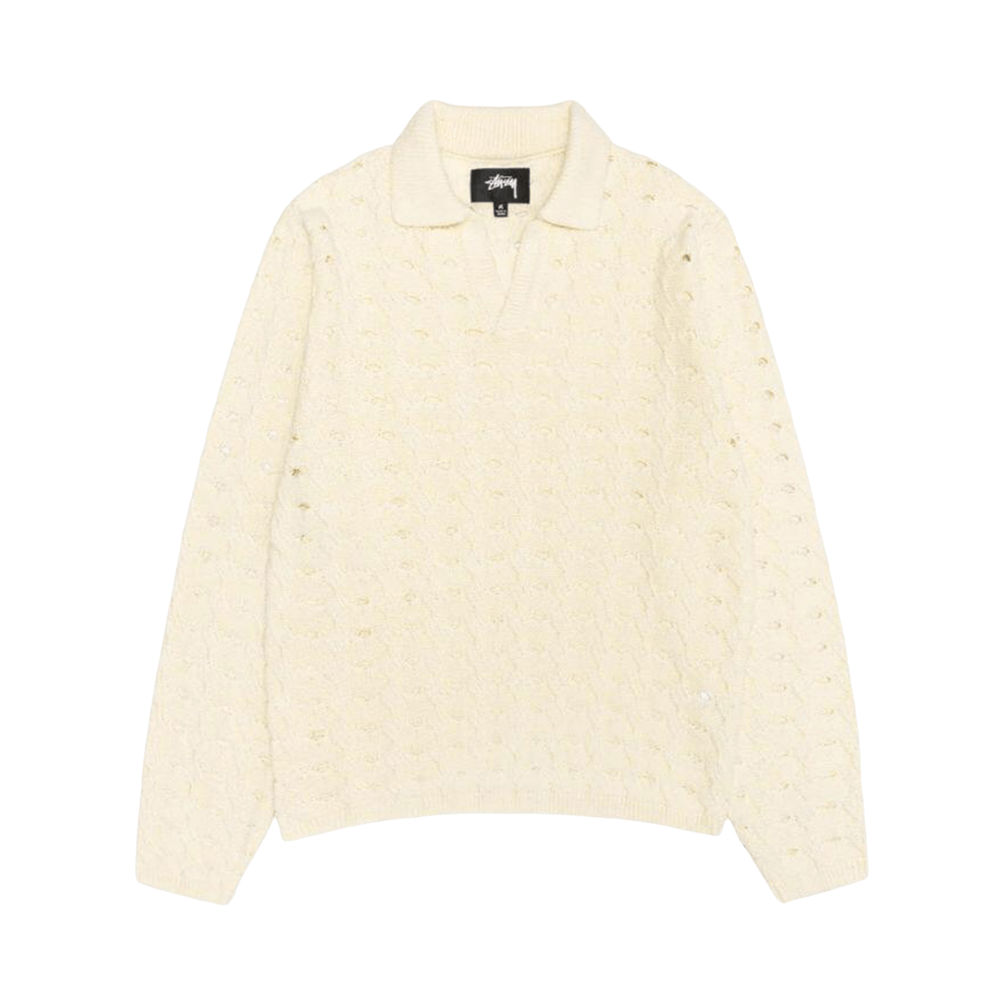 Stussy Open Knit Collared Sweater 'Ivory'