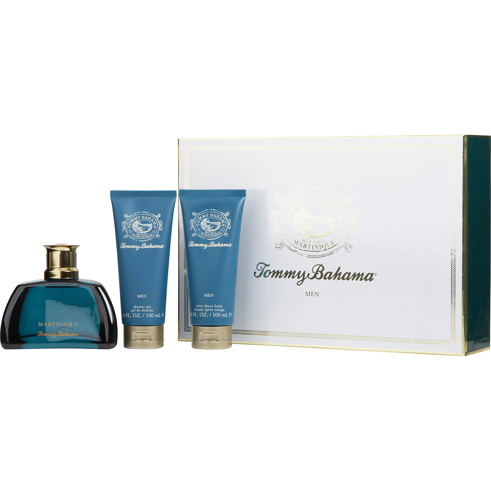 Tommy Bahama Set Sail Martinique Eau De Cologne Spray 3.4 oz & Aftershave Balm 3.4 oz & Shower Gel 3.4 oz - Үнэртэй ус