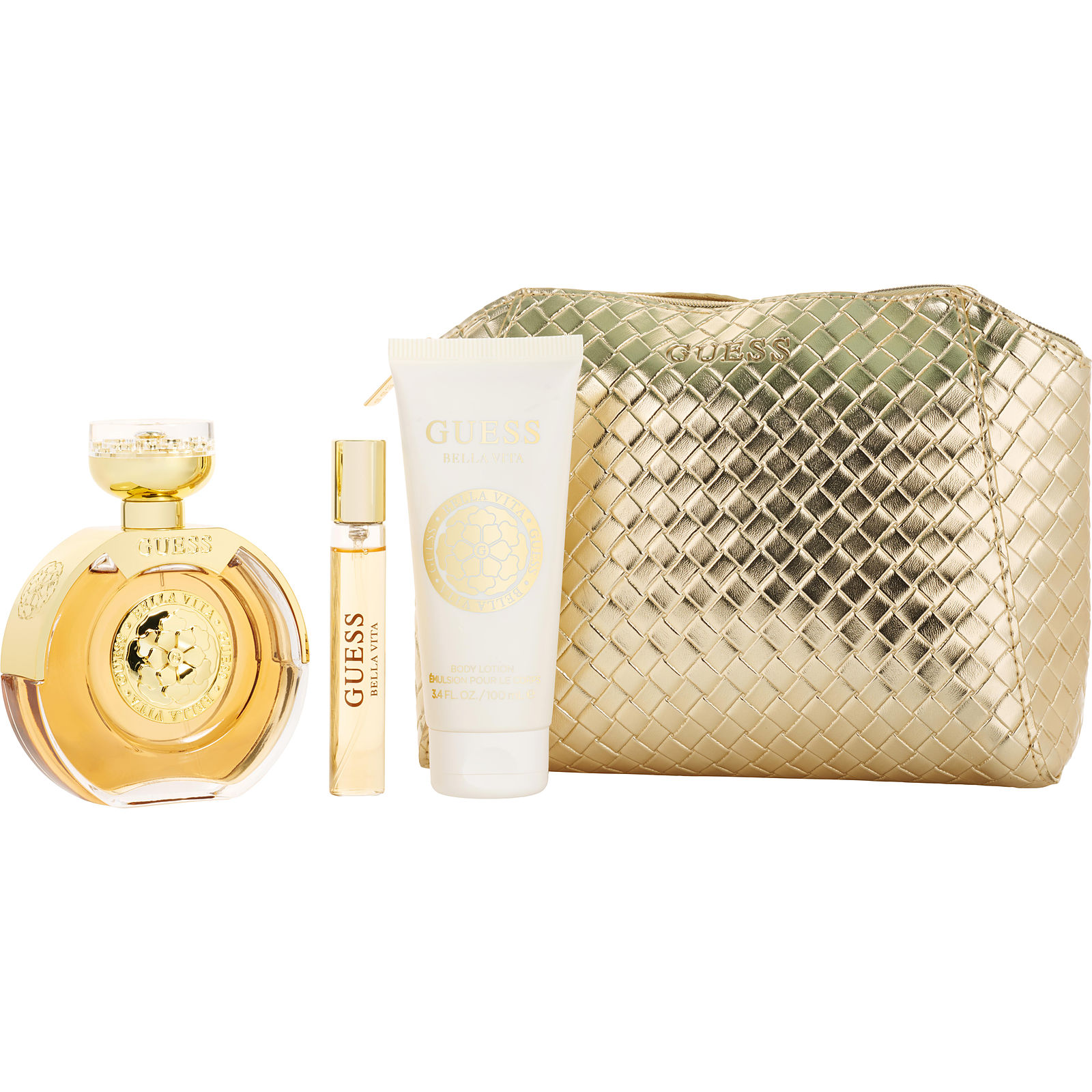 Guess Bella Vita Eau De Parfum Spray 3.4 oz & Body Lotion 3.4 oz & Eau De Parfum Spray 0.5 oz & Pouch - Үнэртэй ус
