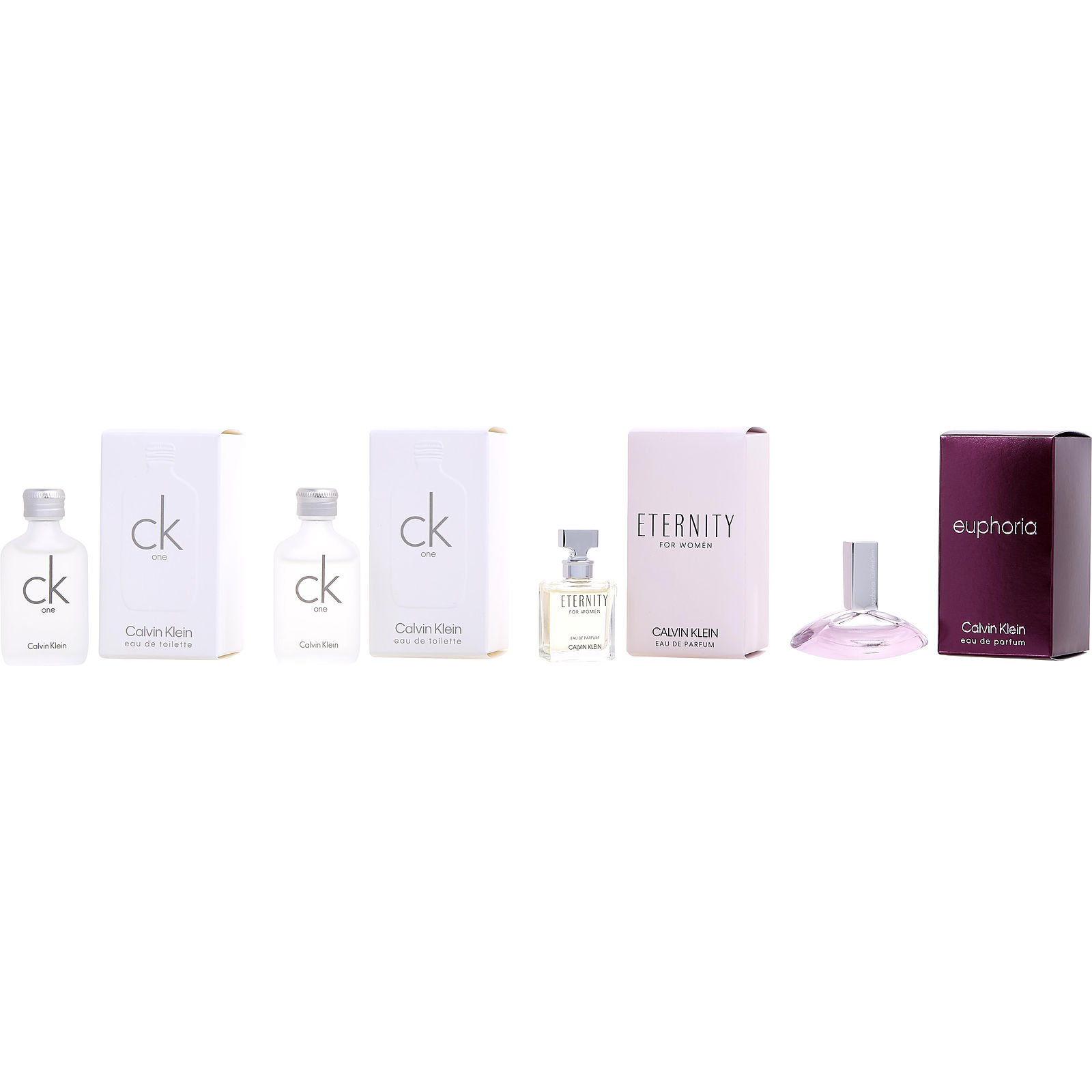 Calvin Klein Variety 4 Piece Womens Mini Variety With Ck One Eau De Toilette 0.33 oz X 2 & Eternity Eau De Parfum 0.17 oz & Euphoria Eau De Parfum 0.13 oz And All Are Minis - Үнэртэй ус