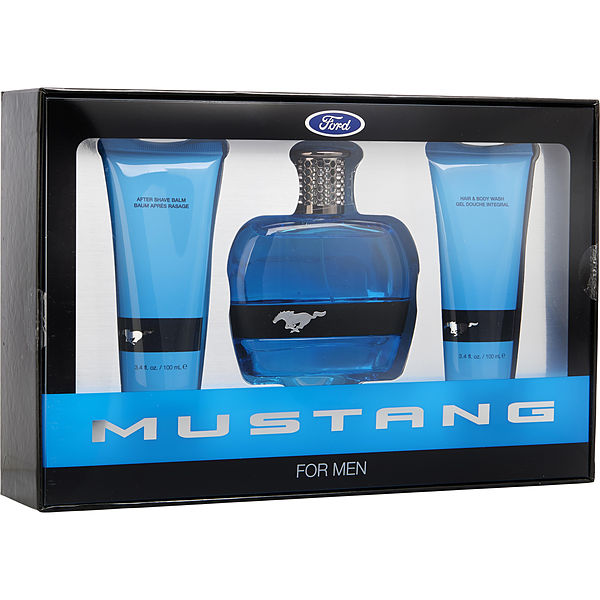 Estee Lauder Ford Mustang Blue Eau De Toilette Spray 3.4 oz & Hair And Body Wash 3.4 oz & Aftershave Balm 3.4 oz - Үнэртэй ус