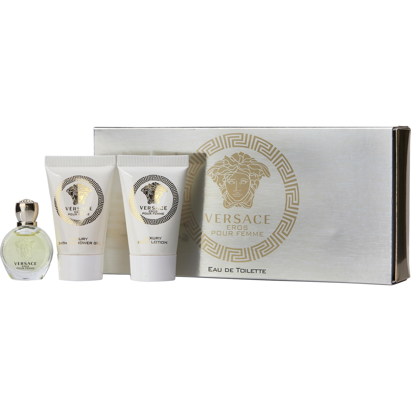 Gianni Versace Versace Eros Pour Femme Eau De Toilette Spray 0.17 oz Mini & Body Lotion 0.8 oz & Shower Gel 0.8 oz - Үнэртэй ус