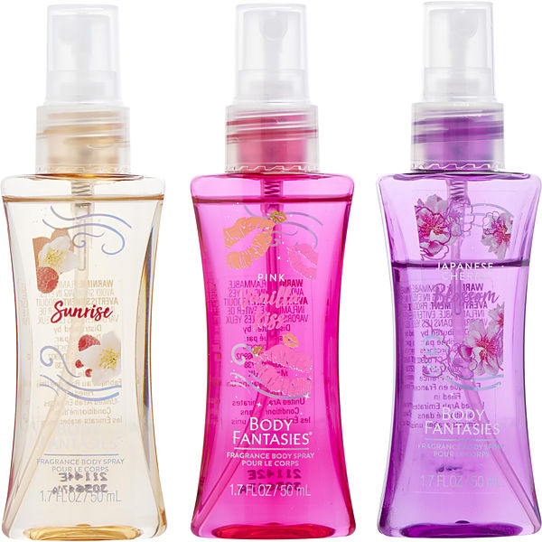 Body Fantasies Variety 3 Pieces Set With Japanese Cherry Blossom &amp; Sweet Sunrise &amp; Pink Vanilla Kiss And All Are Body Spray 1.7 oz - Үнэртэй ус