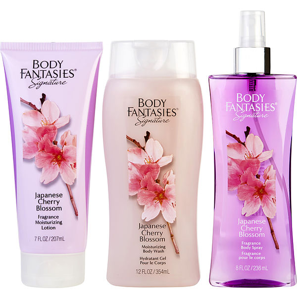 Body Fantasies Japanese Cherry Blossom Body Spray 8 oz &amp; Body Lotion 7 oz &amp; Body Wash 12 oz - Үнэртэй ус
