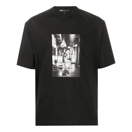 Men's Y-3 SS20 Photo Printing Round Neck Short Sleeve Black FP8698