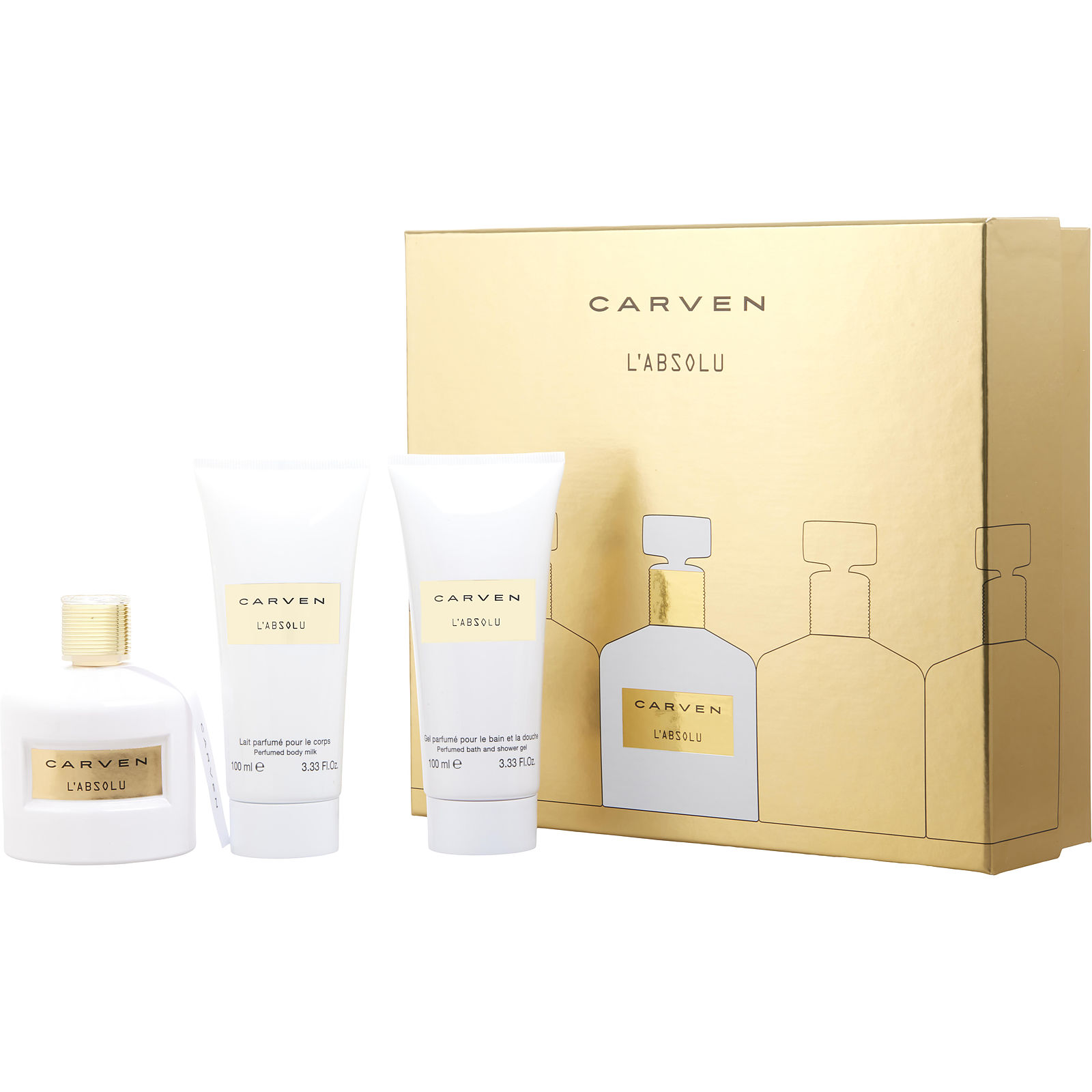 Carven L'Absolu Eau De Parfum Spray 3.3 oz & Body Milk 3.3 oz & Shower Gel 3.3 oz - Үнэртэй ус