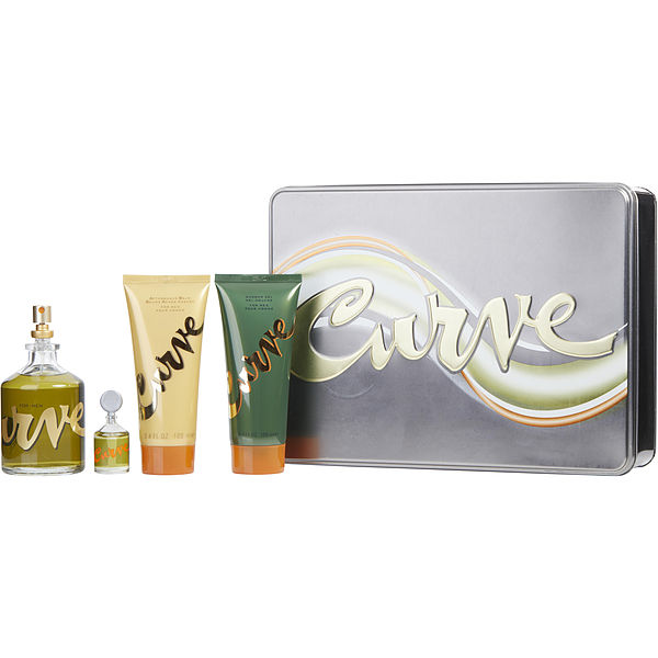 Liz Claiborne Curve Cologne Spray 4.2 oz & Cologne 0.25 oz Mini & Aftershave Balm 3.4 oz & Shower Gel 3.4 oz - Үнэртэй ус