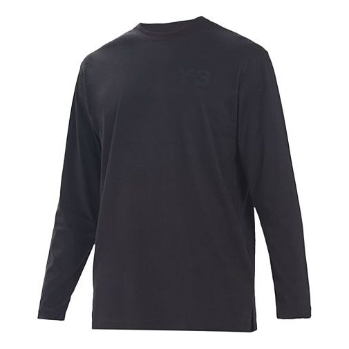Men's Y-3 Round Neck Pullover Logo Long Sleeves Black T-Shirt FN3361-58W