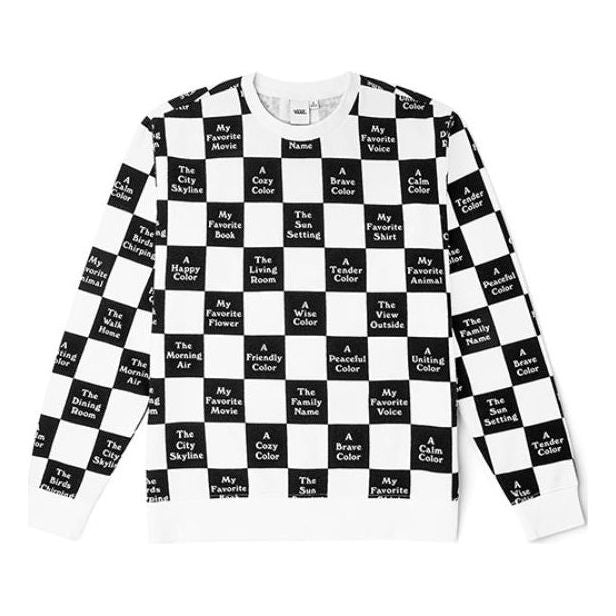 (WMNS) Vans Checkerboard 21 Boyfriend Crew Sweatshirt 'Black White' VN0A5LJJ705