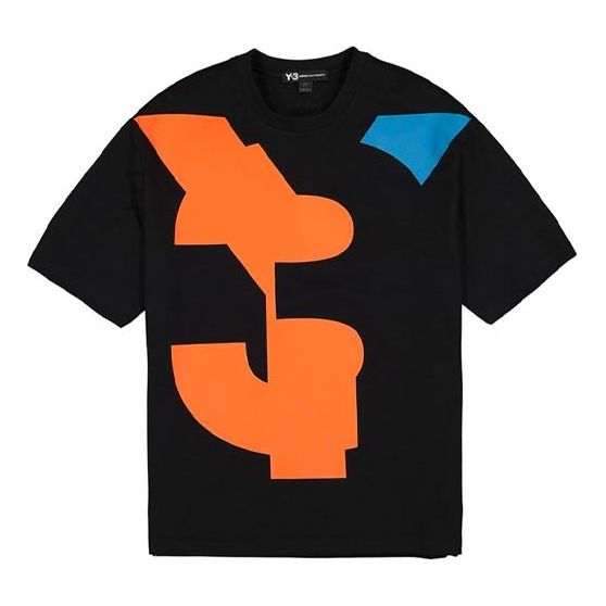 Men's Y-3 Irregular Pattern Short Sleeve Black T-Shirt FJ0332