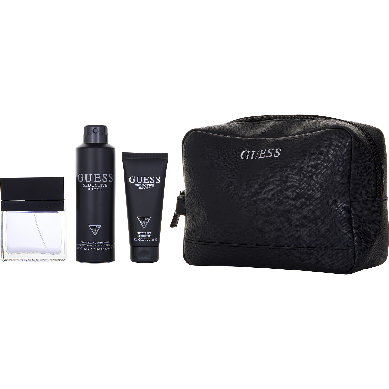 Guess Seductive Homme Eau De Toilette Spray 3.4 oz & Deodorant Body Spray 6 oz & Shower Gel 3.4 oz - Үнэртэй ус