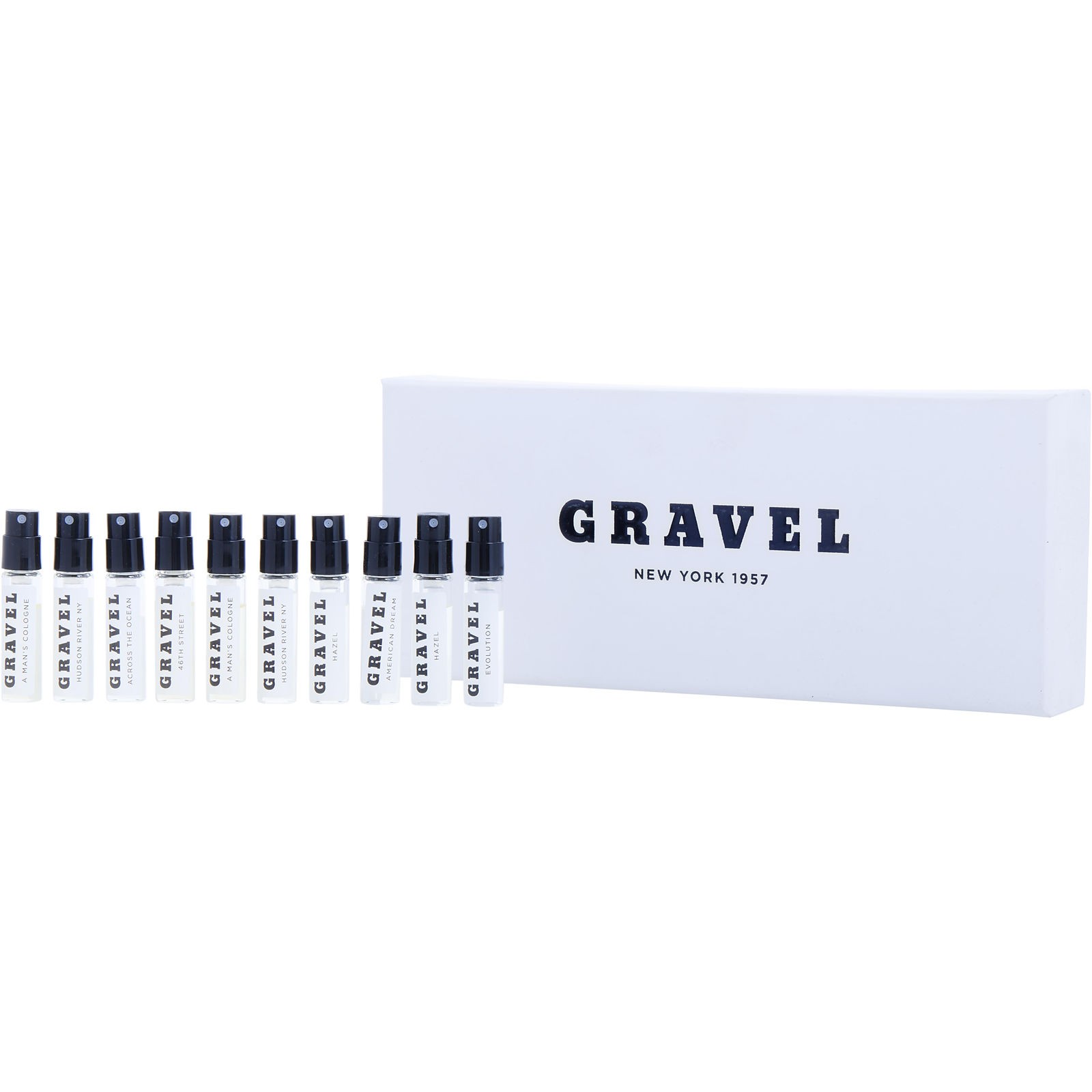 Gravel Variety Discovery Set With Across The Ocean & American Dream & A Man's Cologne & Evolution & 46th Street & Hudson River Ny & Hazel And All Are Eau De Parfum Spray Vials - Үнэртэй ус