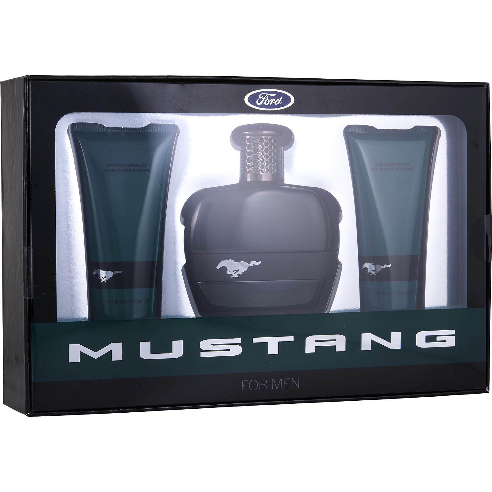 Estee Lauder Ford Mustang Green Eau De Toilette Spray 3.4 oz & Aftershave Balm 3.4 oz & Hair And Body Wash 3.4 oz - Үнэртэй ус
