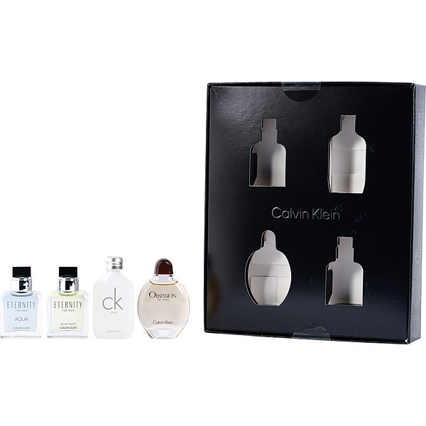 Calvin Klein Variety 4 Piece Mens Mini Variety With Eternity & Eternity Aqua & Ck One & Obsession And All Are Eau De Toilette 0.5 oz - Үнэртэй ус