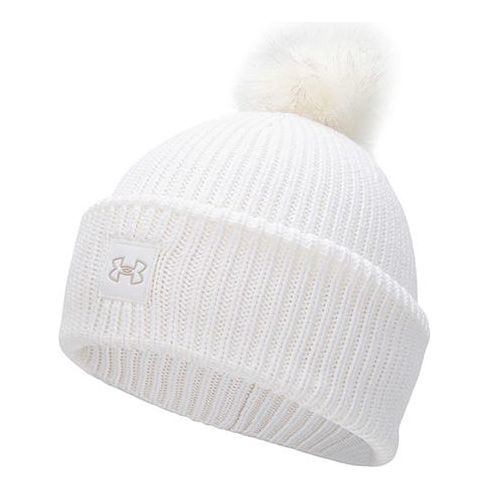 (WMNS) Under Armour ColdGear Infrared Halftime Ribbed Pom Beanie 'White' 1373098-100