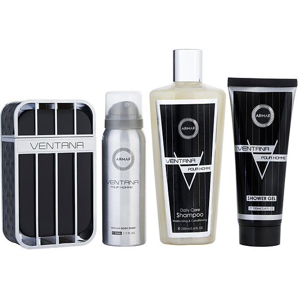 Armaf Ventana Eau De Parfum Spray 3.4 oz & Shower Gel 3.4 oz & Shampoo 8.4 oz & Body Spray 1.7 oz - Үнэртэй ус