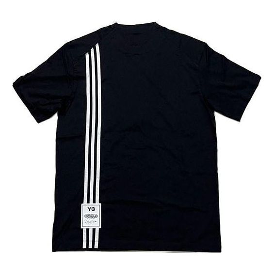 Men's Y-3 SS21 Rear Logo Stripe Short Sleeve Black T-Shirt H16334