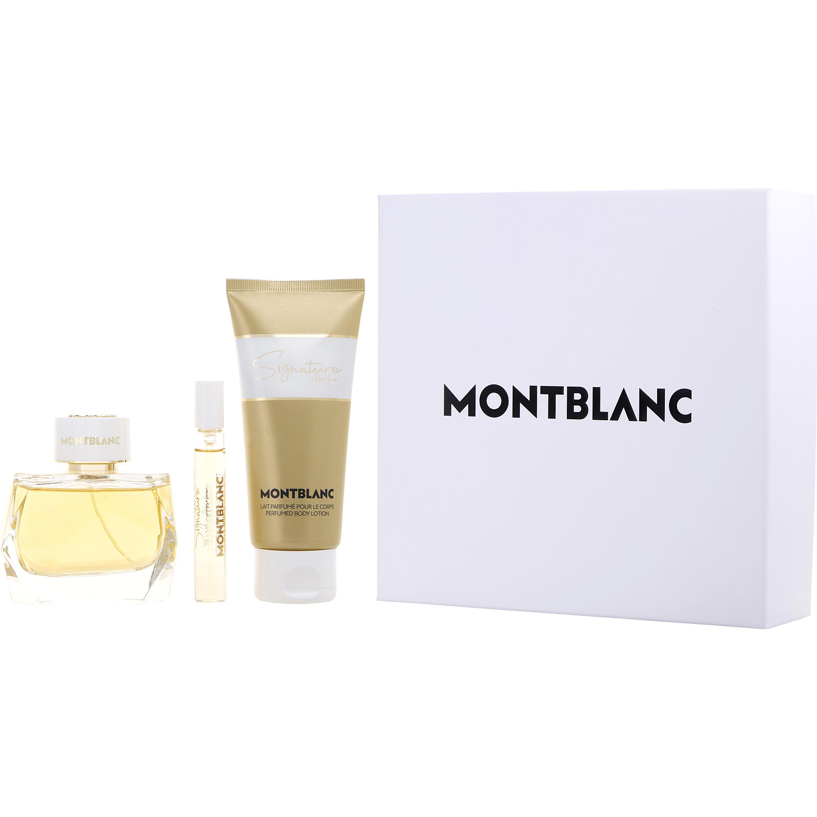 Mont Blanc Signature Absolue Eau De Parfum Spray 3 oz & Body Lotion 3.3 oz & Eau De Parfum Spray 0.25 oz Mini - Үнэртэй ус