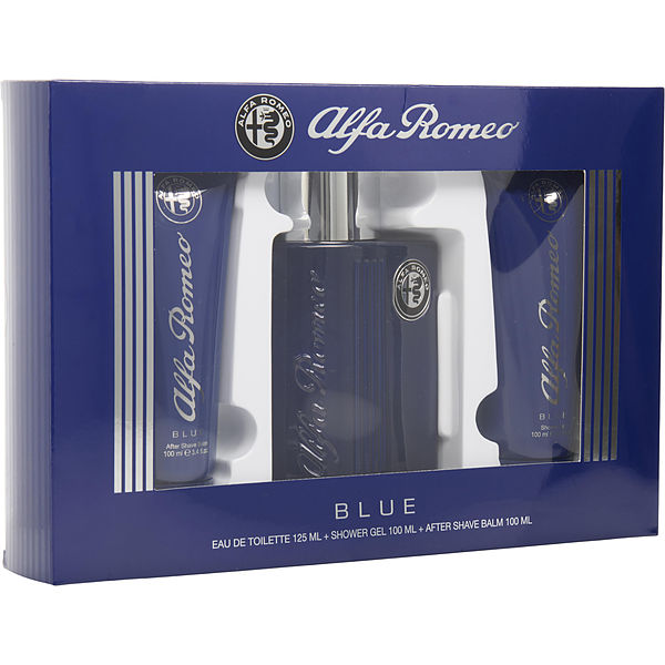Alfa Romeo Blue Eau De Toilette Spray 4.2 oz & Aftershave Balm 3.4 oz & Shower Gel 3.4 oz - Үнэртэй ус