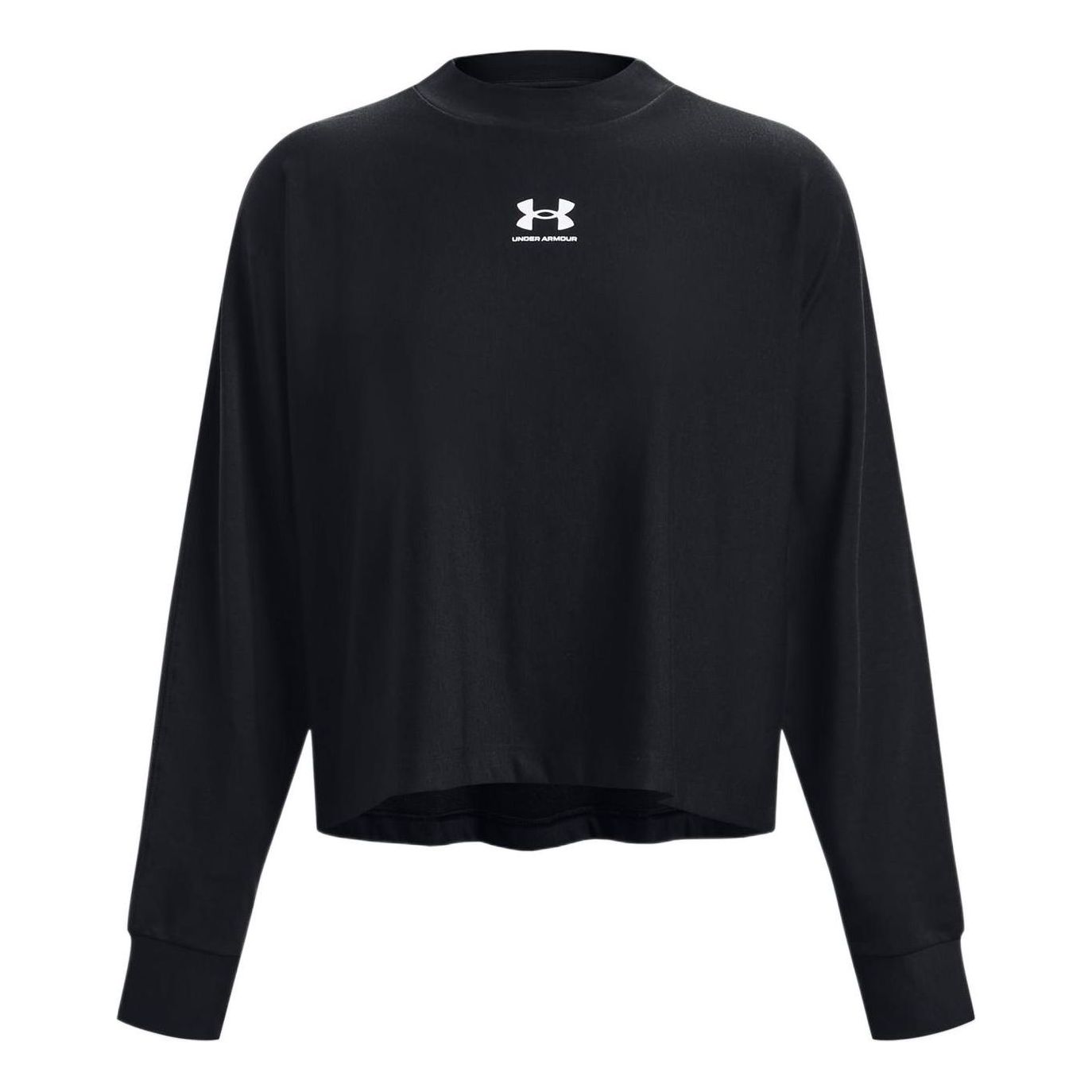 (WMNS) Under Armour Logo Rival Terry Oversized Crew 'Black' 1376995-001