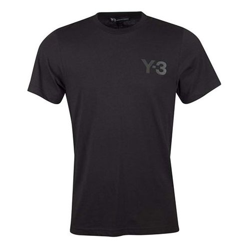 Men's Y-3 Solid Color Logo Printing Round Neck Short Sleeve Black CY6936