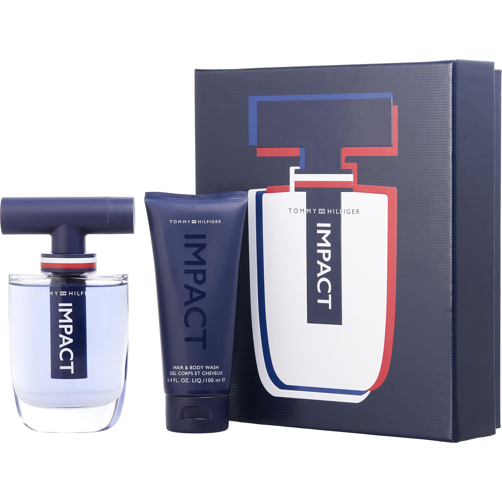 Tommy Hilfiger Impact Eau De Toilette Spray 3.4 oz & Hair & Body Wash 3.3 oz & Eau De Toilette 0.14 oz Mini - Үнэртэй ус