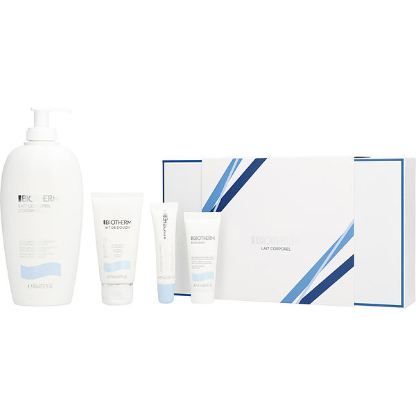 Biotherm Lait Corporel Set - Lait Corporel Anti-Drying Body Milk 400ml + Lait De Douche Cleansing Shower Milk 50ml + Biomains Hand & Nail Treatment 20ml + Lip Balm 0.43oz --4pcs - Үнэртэй ус