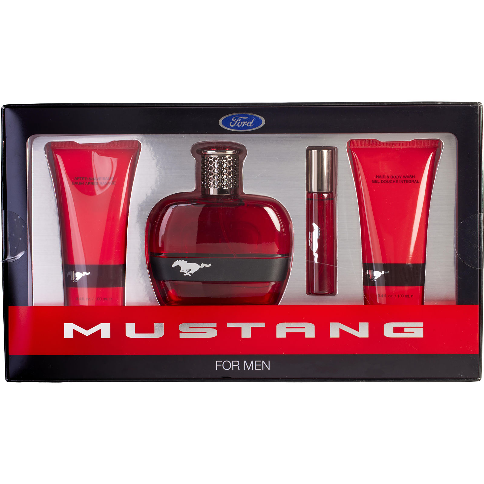 Estee Lauder Ford Mustang Red Eau De Toilette Spray 3.4 oz & Hair And Body Wash 3.4 oz & Aftershave Balm 3.4 oz & Eau De Toilette Spray 0.5 oz - Үнэртэй ус