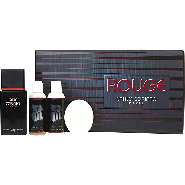 Carlo Corinto Rouge Eau De Toilette Spray 3.4 oz & Aftershave Balm 3.9 oz & Body Shampoo 3.9 oz & Soap 5.2 oz - Үнэртэй ус