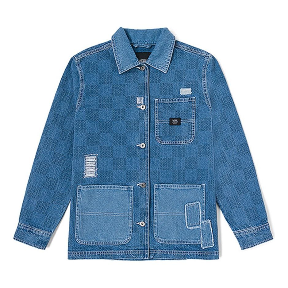 (WMNS) Vans Mended Check Denim Printed Jacket 'Blue' VN0007577W6