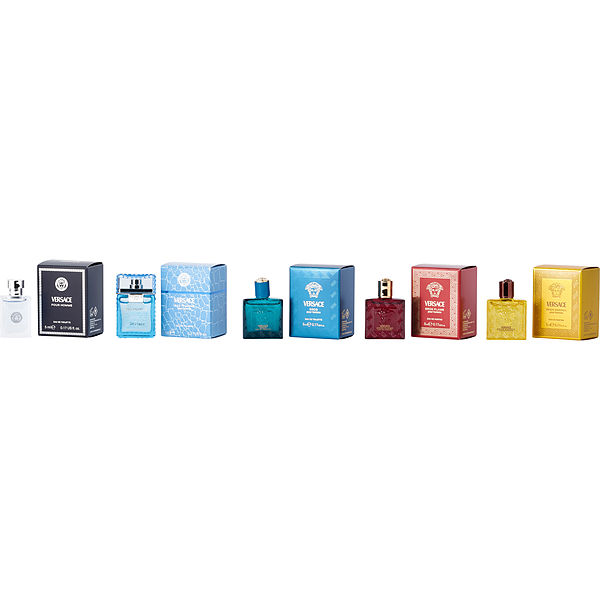 Gianni Versace Versace Variety 5 Piece Mens Mini Variety With Eros Flame Eau De Parfum & Eros Eau De Toilette & Eros Energy & Man Eau Fraiche Eau De Toilette & Pour Homme Eau De Toilette And All 0.17 oz Mini - Үнэртэй ус