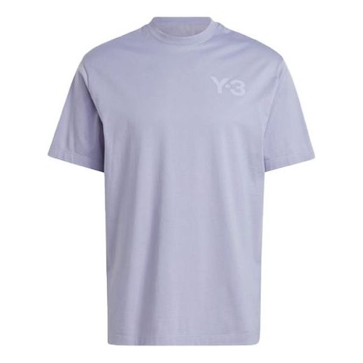 Men's Y-3 SS21 Cotton Round Neck Short Sleeve Lavender T-Shirt GV4115